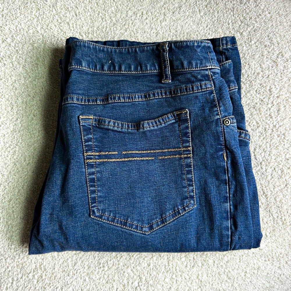 J. Jill Women's 14 Dark Wash Stretch Wide Leg Full Leg Jeans Denim Casual Flare